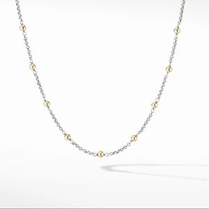David Yurman Cable Collectibles Bead & Chain Necklace 18K Yellow Gold Domes